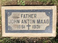 Johann Anton Maag, geboren am 31.10.1851 in Deutmecke und gestorben am 10.03.1931 in Orange, Orange, California, USA.
